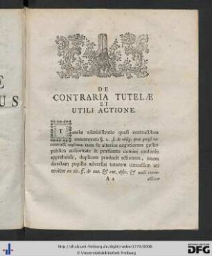 De Contrara Tutelae Et Utili Actione.