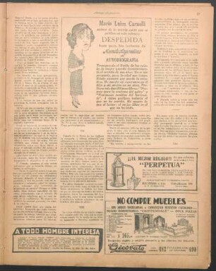 María Luisa Carnelli, autora de la novela corta que se pública en este número, Despedida, hace para los lectores de Mundo Argentino su autobiografia