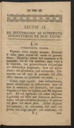 Sectio II. De Successione Ab Intestato Cognatorum Ex Nov. CXVIII.