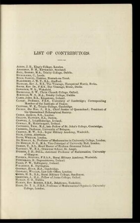 List of Contributors.