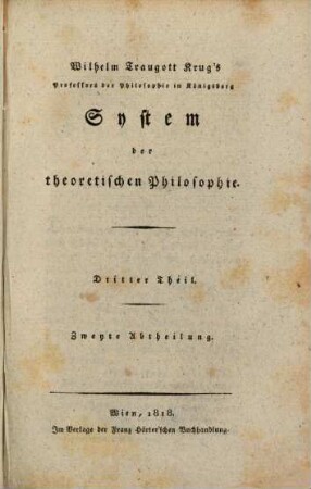 Wilhelm Traugott Krug's System der theoretischen Philosophie, 3,2. Geschmackslehre oder Aesthetik