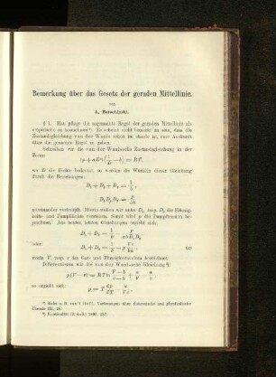 Bemerkung über das Gesetz der geraden Mittellinie.