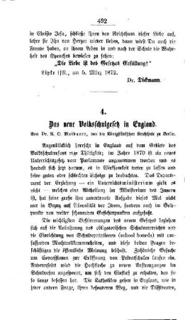 Das neue Volksschulgesetz in England