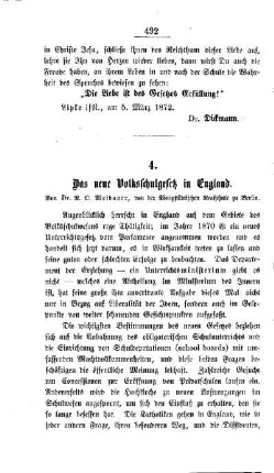 Das neue Volksschulgesetz in England