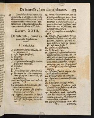 173-204, Caput XXIII. De interesse, quod ex contractu stipulationis venit.