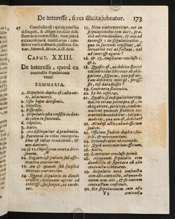 173-204, Caput XXIII. De interesse, quod ex contractu stipulationis venit.