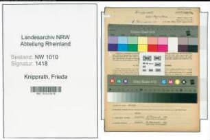 Entnazifizierung Frieda Knipprath , geb. 24.08.1900 (Geschaeftsinhaberin)