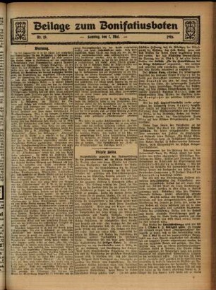 Zweite Ausgabe vom Sonntag, den 07. Mai 1916.