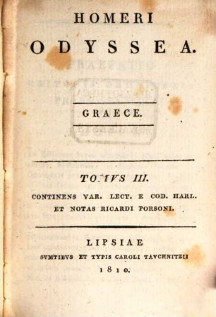 [Opera]. [2], T. 3 : continens var. lect. e cod. harl. et notas Ricardi Porsini