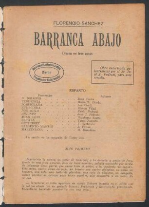 1919006300: Barranca abajo : drama en tres actos
