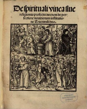De spirituali vinea siue religionis profectu : necnon de perfectiore nouitiorum institutione Tractatuli duo