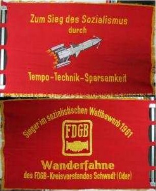 Wanderfahne des FDGB-Kreisvorstandes Schwedt