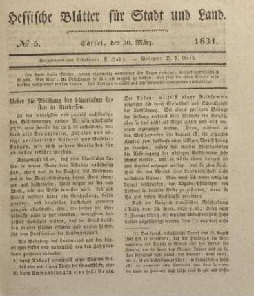 № 5. Cassel, den 30. März. 1831.