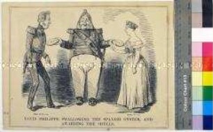 Seite aus dem "Punch" mit Karikaturen auf Friedrich II. König von Preußen und die junge Generation der Dandys (in englischer Sprache)