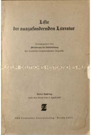 Liste der auszusondernden Literatur. 1952
