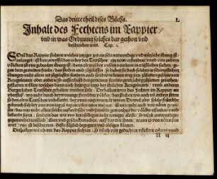 Inhalt des Fechtens im Rappier/ ... Cap. 1.