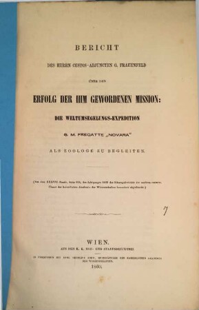 Zoologische Abhandlungen : (Aus den Sitzungsberichten der mathem. - naturn. Classe der Kais. Akademie der Wiss. in Wien besonders abgedruckt.). 7