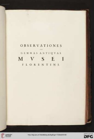 Observationes in gemmas antiquas Musei Florentini