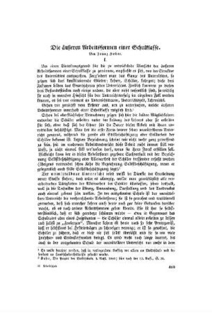 Die äußeren Arbeitsformen einer Schulklasse