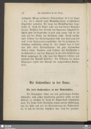 Die Kohlensäure in der Natur