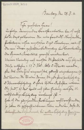 Brief an B. Schott's Söhne : 28.05.1914