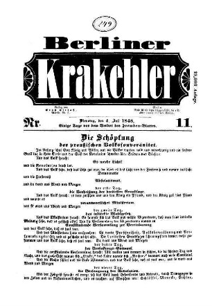 Berliner Krakehler. N[umme]r 11.