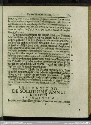 Responsio XVII. De Solutione Annui Reditus