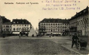 Postkartenalbum. "Karlsruhe - Marktplatz mit Pyramide". Marktplatz mit Pyramide