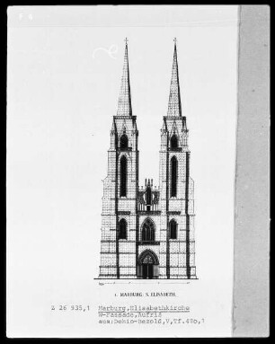 Aufriss der Westfassade von der Elisabethkirche