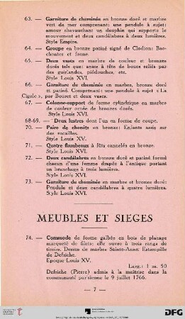 Meubles Et Sieges (Nr. 74-132)