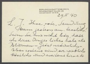 Brief von Georg Kolbe an Julia Hauff