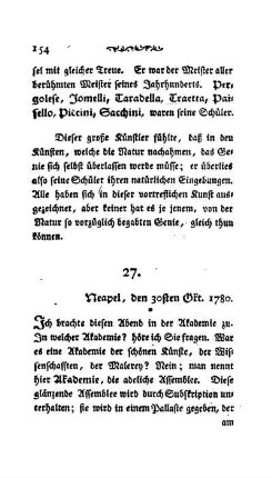 27. - Neapel, den 30sten Okt. 1780.