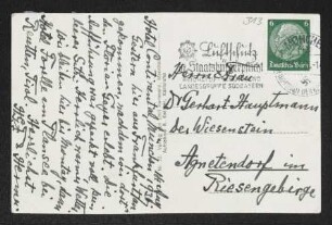 Brief von Hermann Georg Fiedler und Herma Fiedler an Gerhart Hauptmann und Margarete Hauptmann