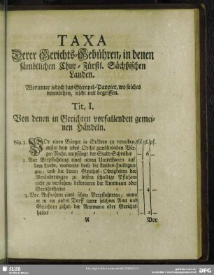 Tit. I. Von denen in Gerichten vorfallenden gemeinen Händeln