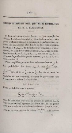 Solution élémentaire d'une question de probabilités.