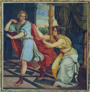 Joseph und Potiphars Weib. Wandgemälde aus dem achtteiligen Zyklus aus der Casa Bartholdy in Rom