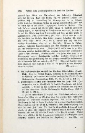 158-160 [Rezension] Richter, Julius, Das Erziehungswesen am Hofe der Wettiner Albertinischer (Haupt-)Linie