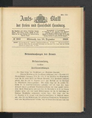 No. 302, 18. Dezember 1918