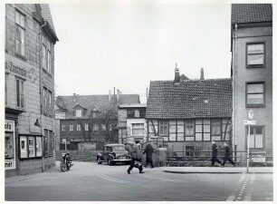 Blick vom Hornschen Tor auf den Wallgraben und die Bruchmauerstraße. Detmold. Hornsche Straße