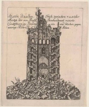 Kreuzkirche nach dem Einsturz am 22. Juni von 1765