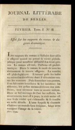 Février. Tom. I. No. II