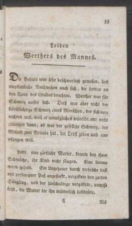 Leiden Werthers des Mannes