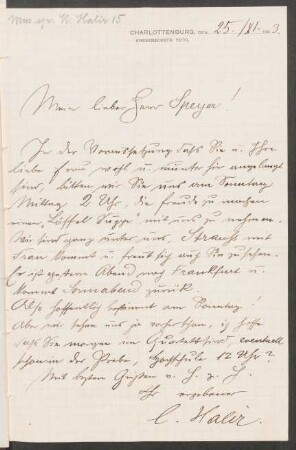 Brief an Edward Speyer : 25.11.1903