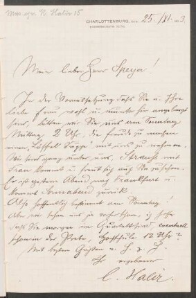 Brief an Edward Speyer : 25.11.1903