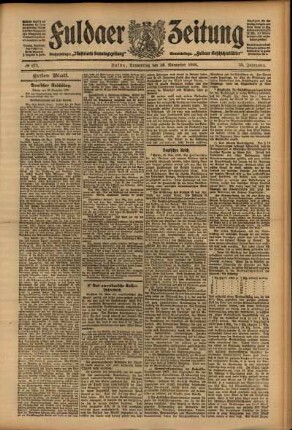 Erste Ausgabe vom Donnerstag, den 26. November 1908.
