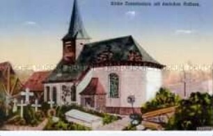Die Kirche von Contalmaison mit deutschen Gräbern