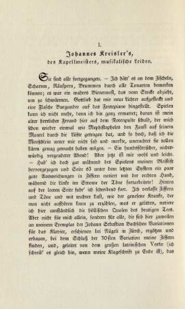 1. Johannes Kreisler's, des Kapellmeisters, musikalische Leiden