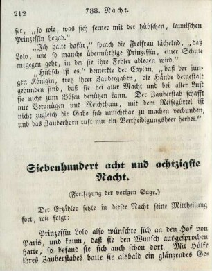 Siebenhundert acht und achtzigste Nacht