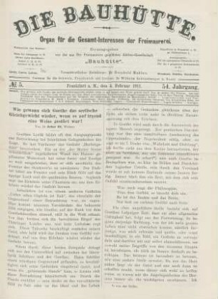 No. 5. Frankfurt a. M., den 4. Februar 1911. 54. Jahrgang.
