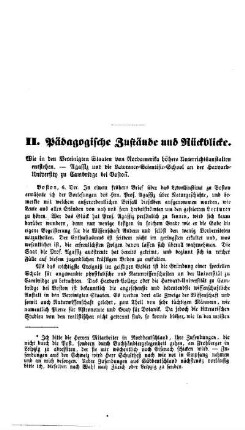 Pädagogische Zustände und Rückblicke